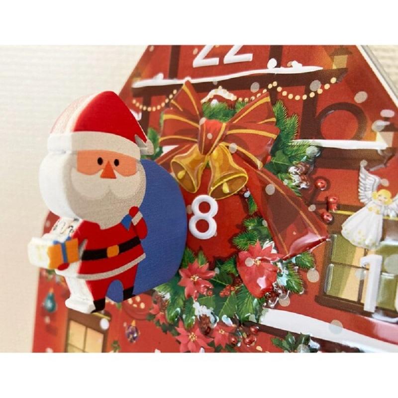 クリスマス ハウス缶カレンダー（木製オーナメント付き 
