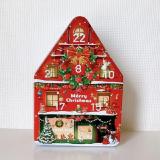 クリスマス　ハウス缶カレンダー（木製オーナメント付き）