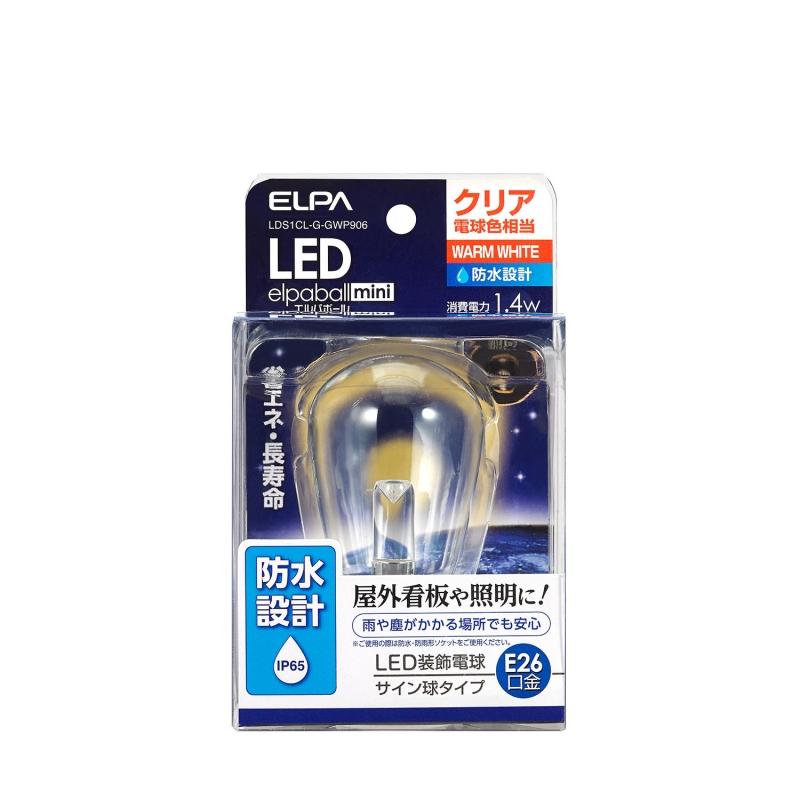 □ ＥＬＰＡ ＬＥＤ電球サイン球（防水タイプ装飾用）口金Ｅ２６電球色