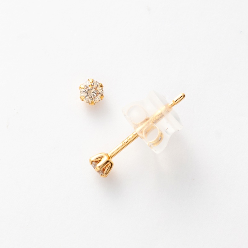 楽天 18金 イエローゴールド ダイヤピアス0．1ct: スクール アクセサリー
