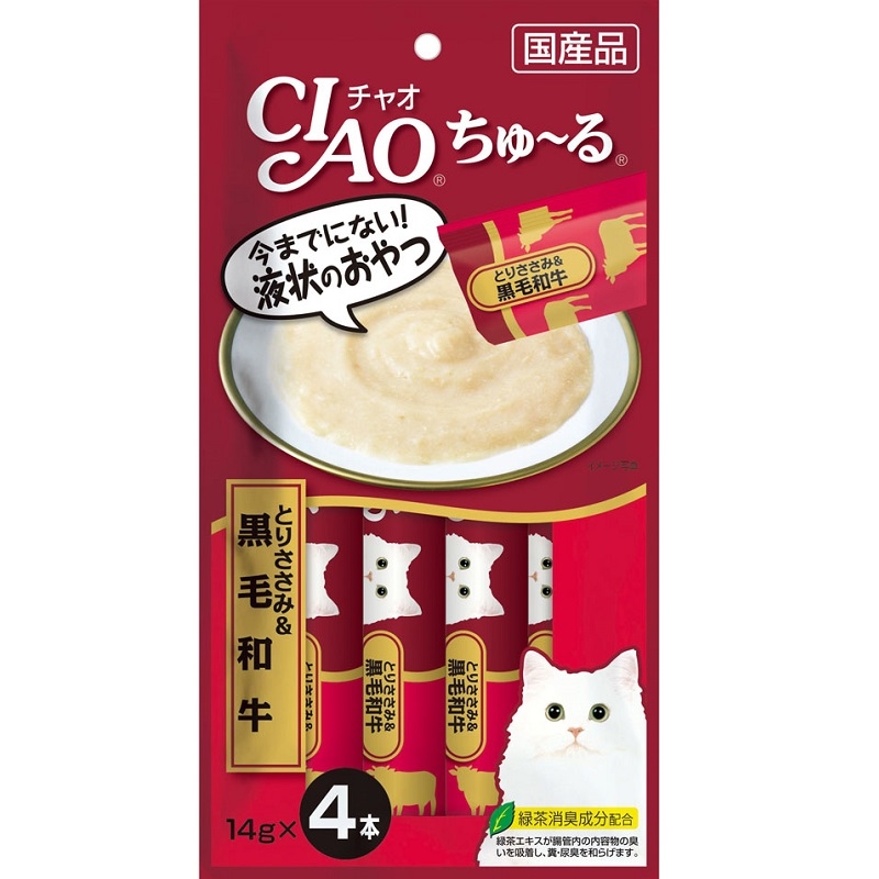 いなば チャオ ちゅーる とりささみ＆黒毛和牛14g×4本