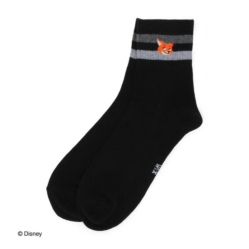 ズートピア2 ニック刺繍 ショート丈ソックス(25－27cm ブラック