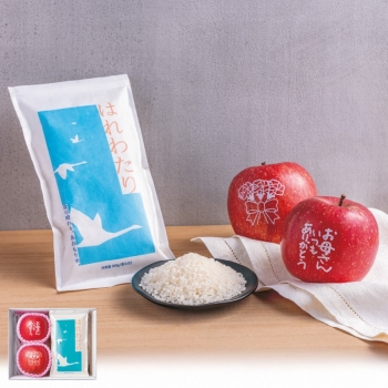 【母の日】青森県産　メッセージりんご＆お米詰合せ