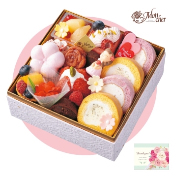 【早贈り】カーネーション（ももりーな）と「パティスリーキハチ」アソートＢＯＸ