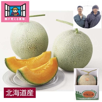 【お中元】「顔が見える果物。」北海道富良野市産メロン「太陽の奏」１個