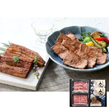 【お中元】知床牛焼肉と国産うなぎ蒲焼詰合せ　Ｘ－３