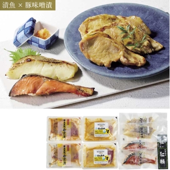 【お中元】霧島黒豚味噌漬と漬魚詰合せＸ－２