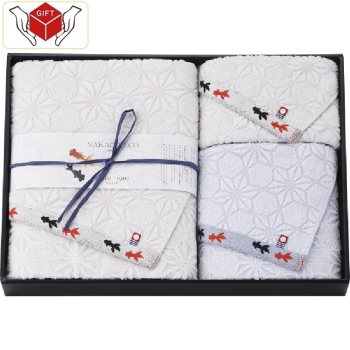 今治産金魚タオル　バス・フェイス・ウォッシュセット　ホワイト