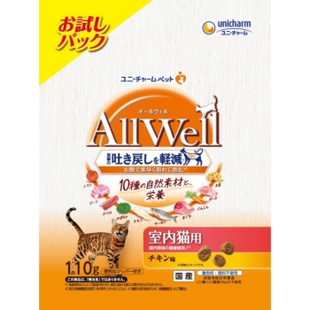 ユニ・チャーム　ＡｌｌＷｅｌｌ１０種の自然素材室内猫用チキン味１１０ｇ