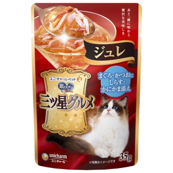三ツ星グルメパウチジュレまぐろ・かつおにしらす・かにかま添え３５ｇ
