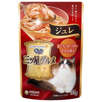 ■　銀のスプーン　三ツ星グルメパウチ　ジュレ　まぐろ・かつおにささみ添え　３５ｇ