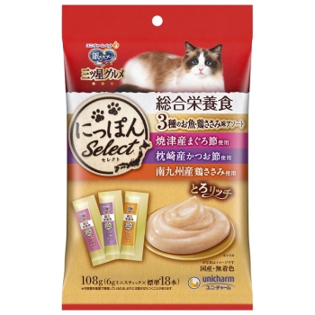 三ツ星グルメおやつにっぽんＳｅｌｅｃｔ総合栄養食とろリッチ３種の魚ささみアソート１０８ｇ