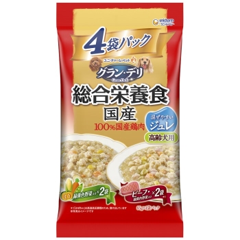 グラン・デリ　総合栄養食国産パウチジュレ高齢犬用緑黄色野菜入り・ビーフ入り６５ｇ×４袋