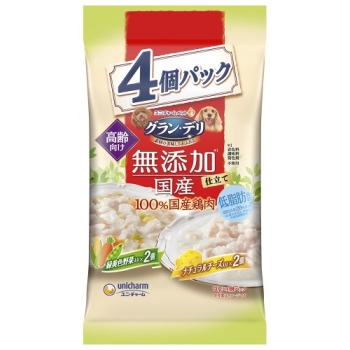 グラン・デリ 無添加仕立て国産パウチ高齢犬用緑黄色野菜入り×チーズ入り 70g×4個