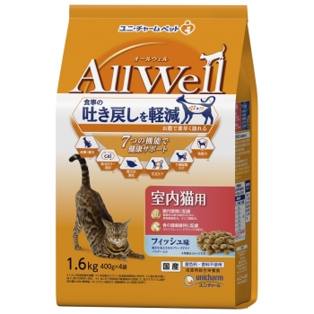 ＡｌｌＷｅｌｌ室内猫用フィッシュ味挽き小魚とささみフリーズドライパウダー入り１．６ｋｇ