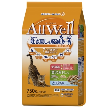 ＡｌｌＷｅｌｌ室内猫用贅沢素材入りフィッシュ味天然小魚とささみフリーズドライ入り７５０ｇ
