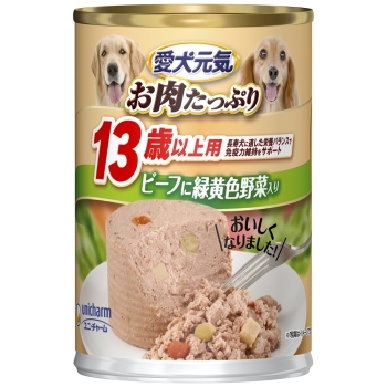 愛犬元気缶　１３歳からの愛犬用ビーフ＆緑黄色野菜入り３７５ｇ