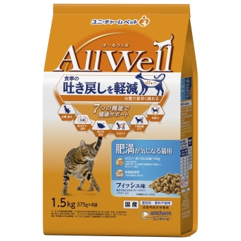 ユニ・チャーム　ＡｌｌＷｅｌｌ肥満フィッシュ味挽き小魚とささみフリーズドライパウダー１．５ｋｇ
