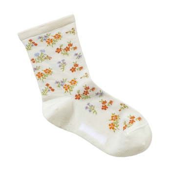 フラワー柄滑り止め付きソックス　２２ｃｍ