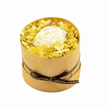 【在庫限り】ポプラのボックスアレンジ　イエロー（造花）