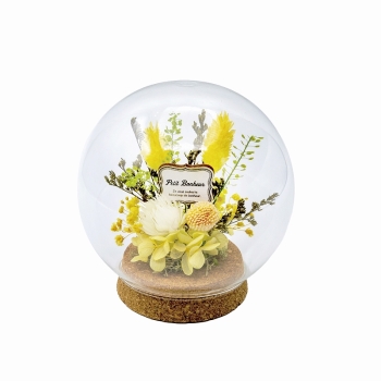 【在庫限り】【在庫限り】ガラスドームアレンジイエロー