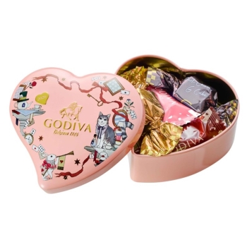 ゴディバ　Ｇキューブ＆Ｇクリスピー　ハート缶　６粒入