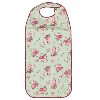 ココロｃｏｌｏｒお食事エプロン　　緑　バラ柄