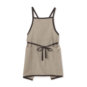 インド綿シンプルマエムスビエプロン　ベージュ配色