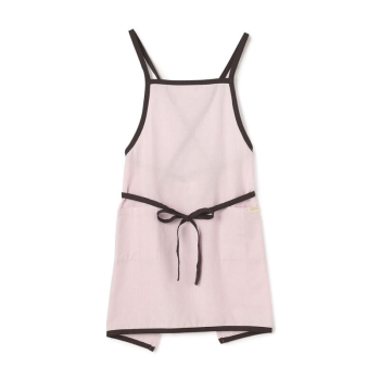 インド綿シンプル前結びエプロン　ピンク配色