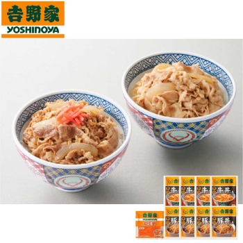 【お歳暮】吉野家 牛丼の具4食、豚丼の具4食 紅生姜1パック付 YGBB-9