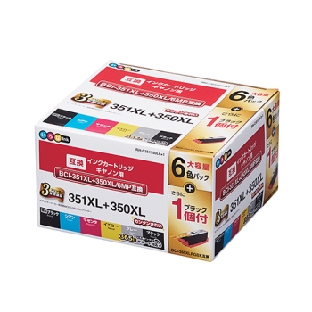 互換インク　キヤノン３５１＋３５０　６色パック＋ＢＫ　大容量