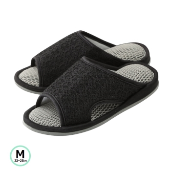 洗えるルームシューズ　メッシュ　レース　Ｍサイズ　ブラック