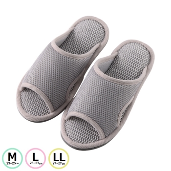 洗えるルームシューズ　メッシュ　無地　グレー