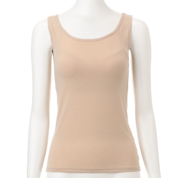 【ベージュ・ブラック】セブンプレミアム　ボディヒーター　婦人　ムレにくく暖かいカップ付タンクトップ