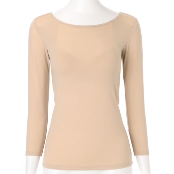 セブンプレミアムライフスタイル　ボディヒーター　ムレにくく暖かい　婦人　カップ付８分袖シャツ