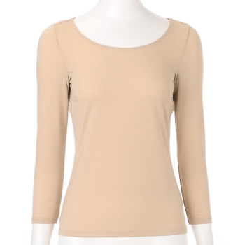 セブンプレミアムライフスタイル　ボディヒーター　ムレにくく暖かい　婦人　脇汗取り付８分袖シャツ