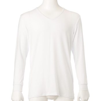 セブンプレミアムライフスタイル　ボディヒーター　ムレにくく暖かい　紳士　背中二重９分袖Ｖ首シャツ