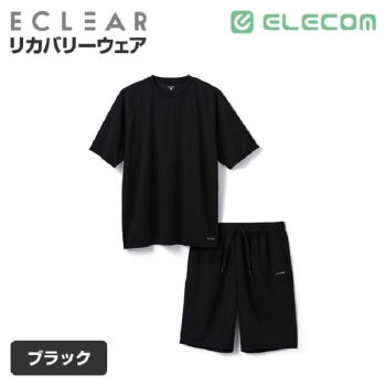 ＥＣＬＥＡＲ　リカバリーウェア　半袖トップス＆ハーフパンツ上下セット　ユニセックス　ブラック