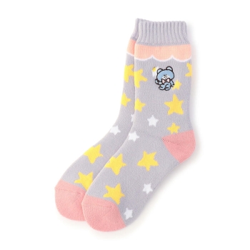 ボディヒーター×スイマー　総柄パイルルームソックス　クルー丈