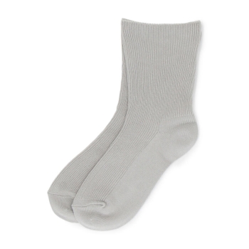 いつもの肌着　レーヨン混　ゆったりゴム無しリブクルー丈ソックス
