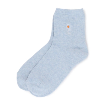 いつもの肌着　綿混　ゆったりワンポイント刺繍クルー丈ソックス