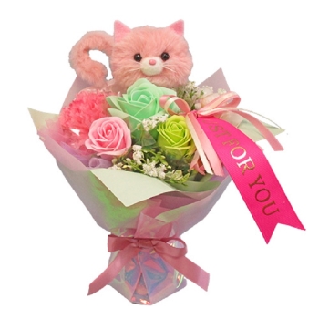 アニマルスタンドブーケ　ネコ（造花）