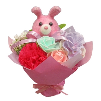 【在庫限り】アニマルスタンドブーケ　ウサギ（造花）