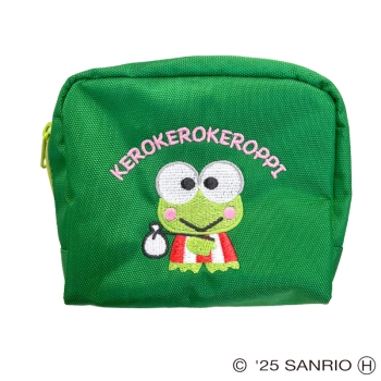 スモール・プラネット　ポイント刺繍ポーチ　けろけろけろっぴ　グリーン