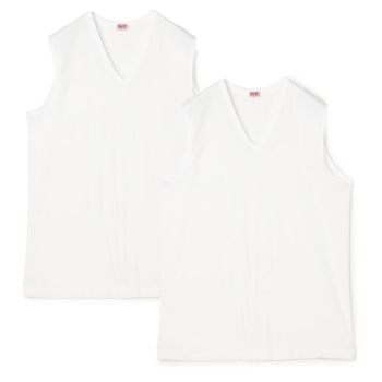 ＢＶＤゴールド　紳士　接触冷感　綿１００％　メッシュＶ首スリーブレス　２枚組