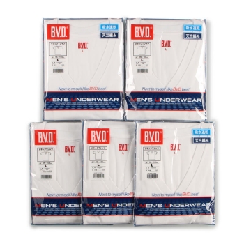 【Ｍサイズのみ】ＢＶＤ　半袖Ｖ首シャツ　５枚入り