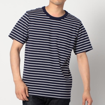 優れた品質 風で紡ぐ糸 半袖ボーダーTシャツ(S ヘルス ネイビー): トップス