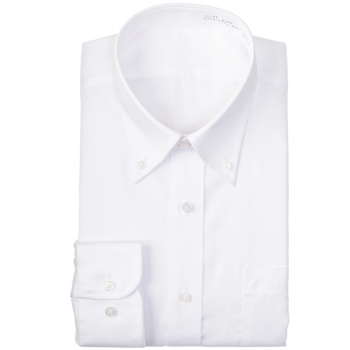 サスビズ　超形態安定シャツプラス　白ボタンダウン（ゆったりシルエット）