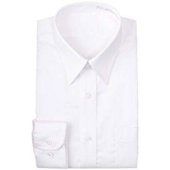 サスビズ　８０番手双糸　形態安定ストレッチ　白レギュラー（レギュラーシルエット）