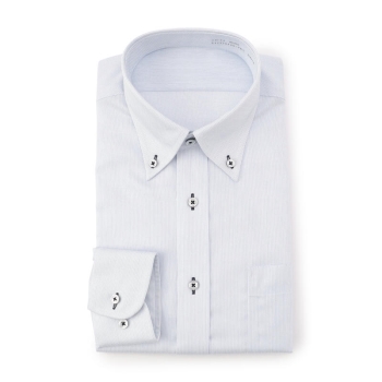 【首回り41cm×裄丈86cmのみ】サスビズ　超形態安定シャツプラス細青ストライプボタンダウン（レギュラー）